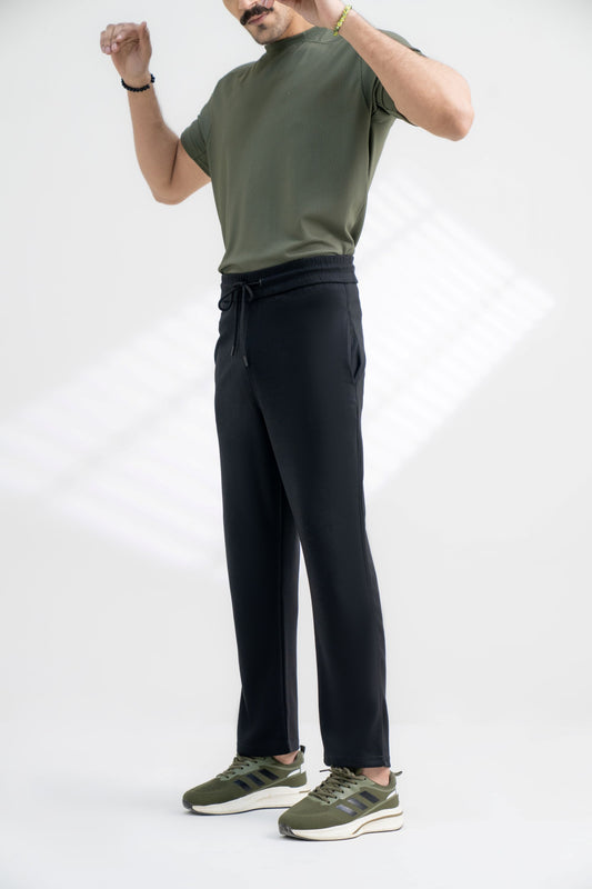 Mens Comfort Fit Track Pants – Black