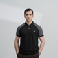 Black Polo Shirt with Grey Shoulder Panel