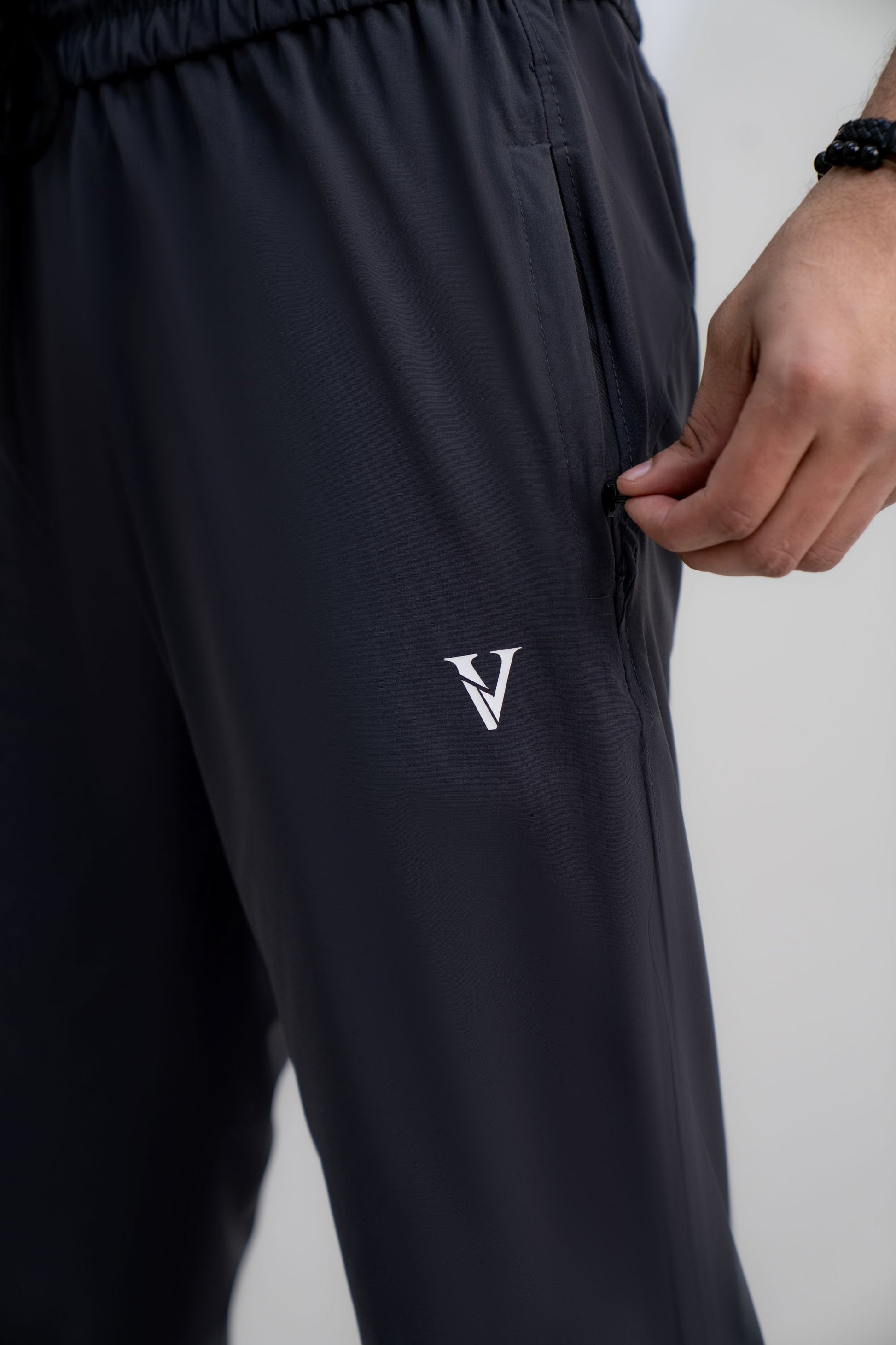 Mens slim fit activewear track pants dark grey