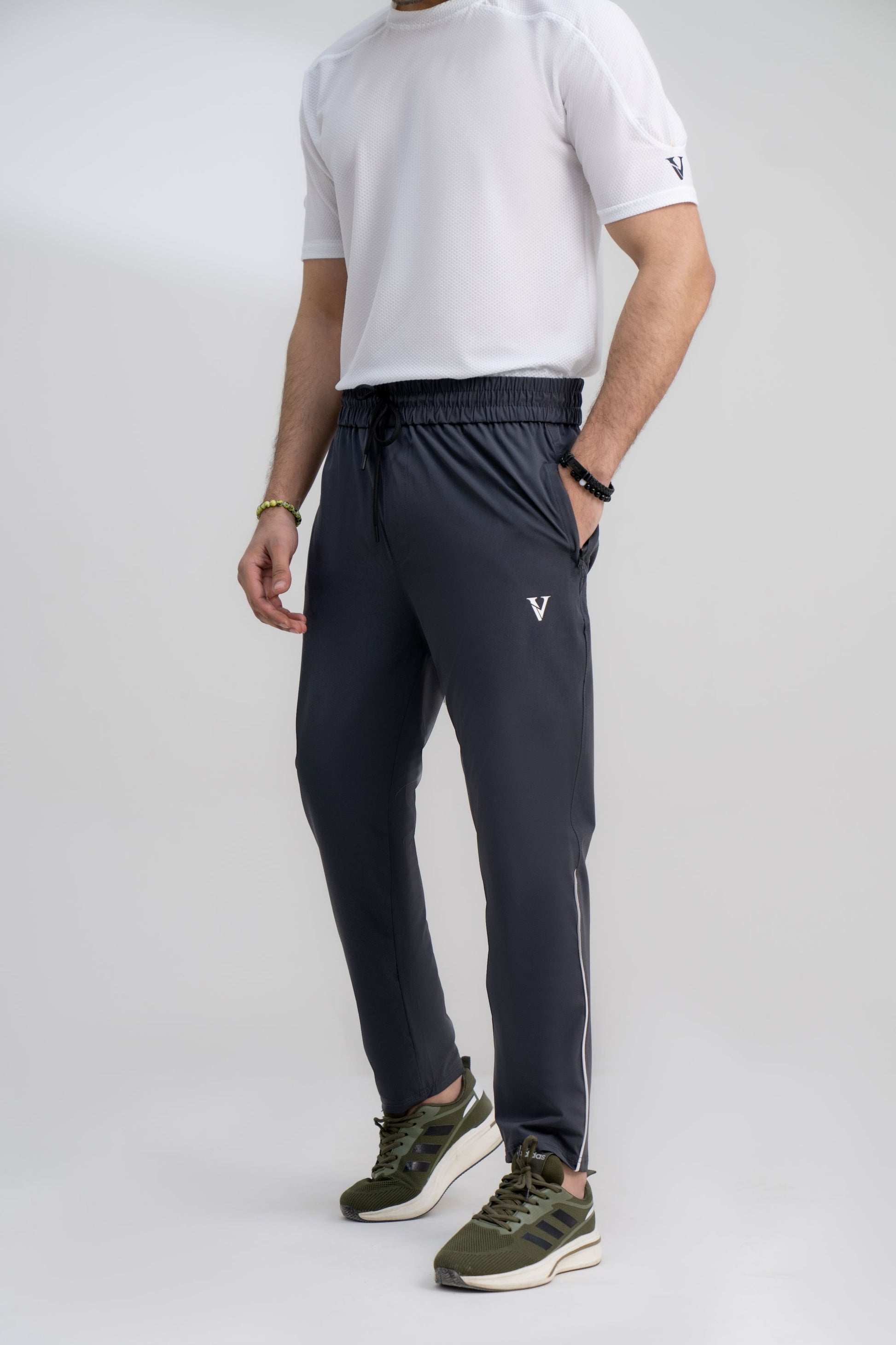 Mens slim fit track pants dark grey athletic wear
