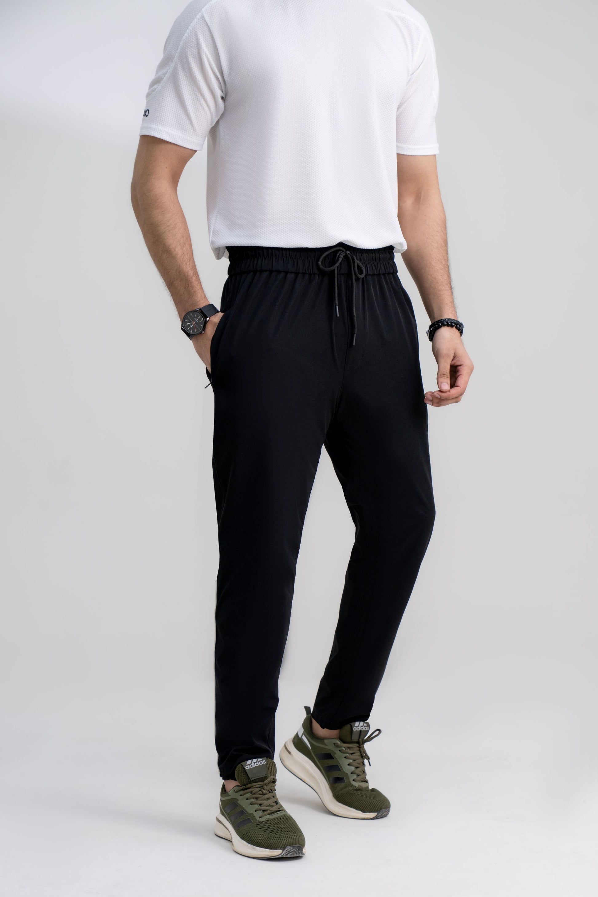 Mens black luxury jogger pants slim fit