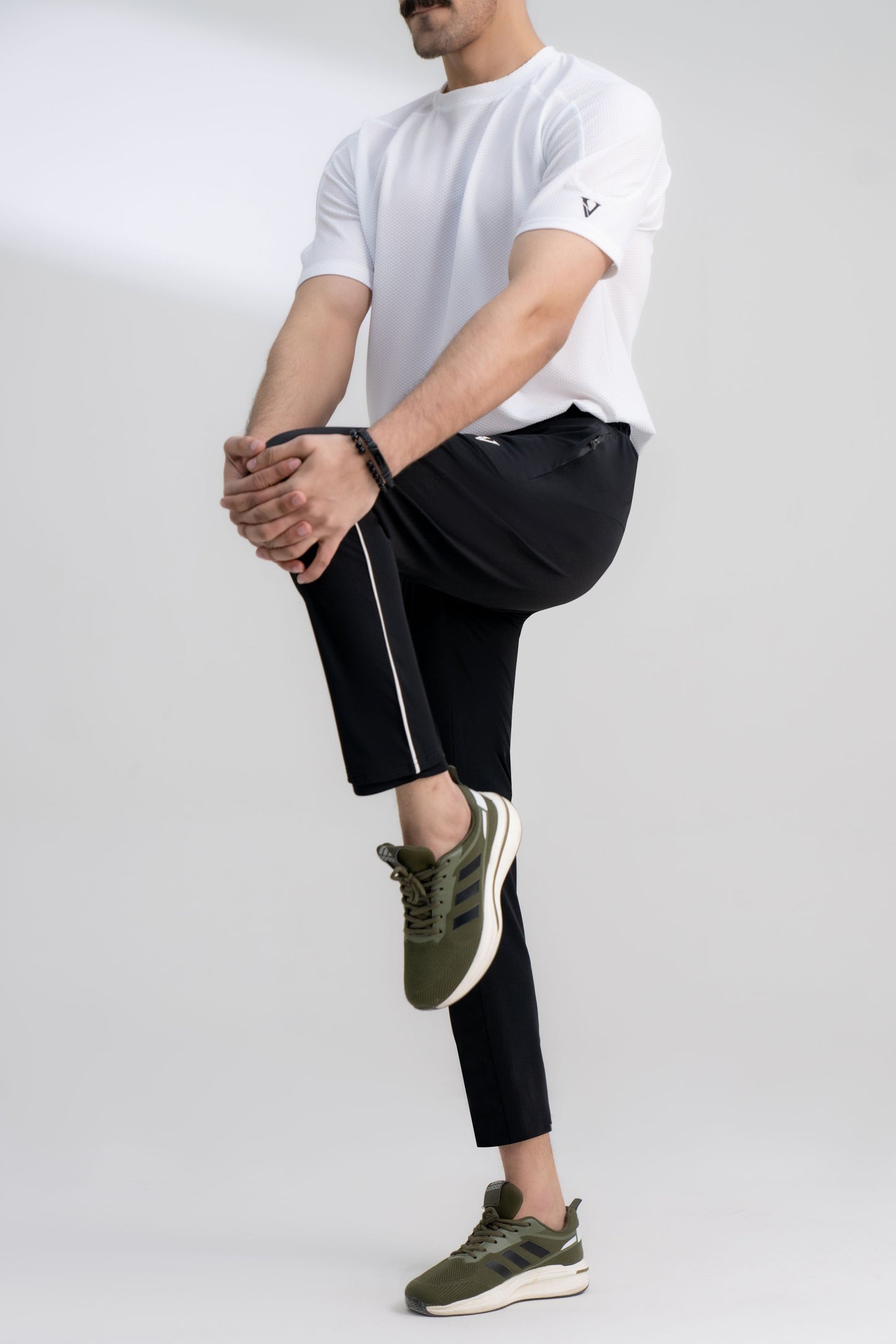 Mens luxury black track pants modern fit