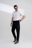 Mens luxury fit jogger pants black premium fabric