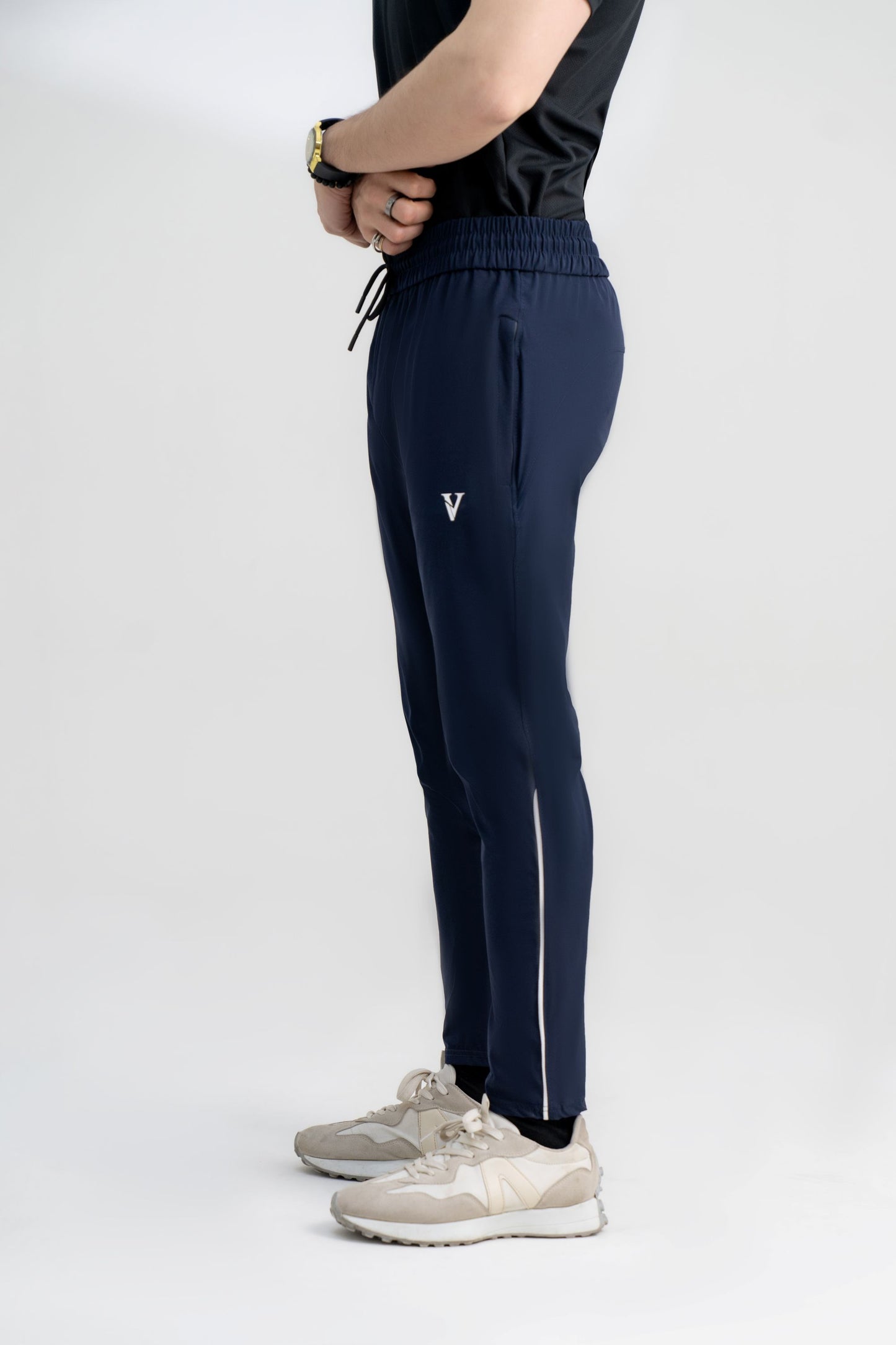 Mens navy stretch fit track pants