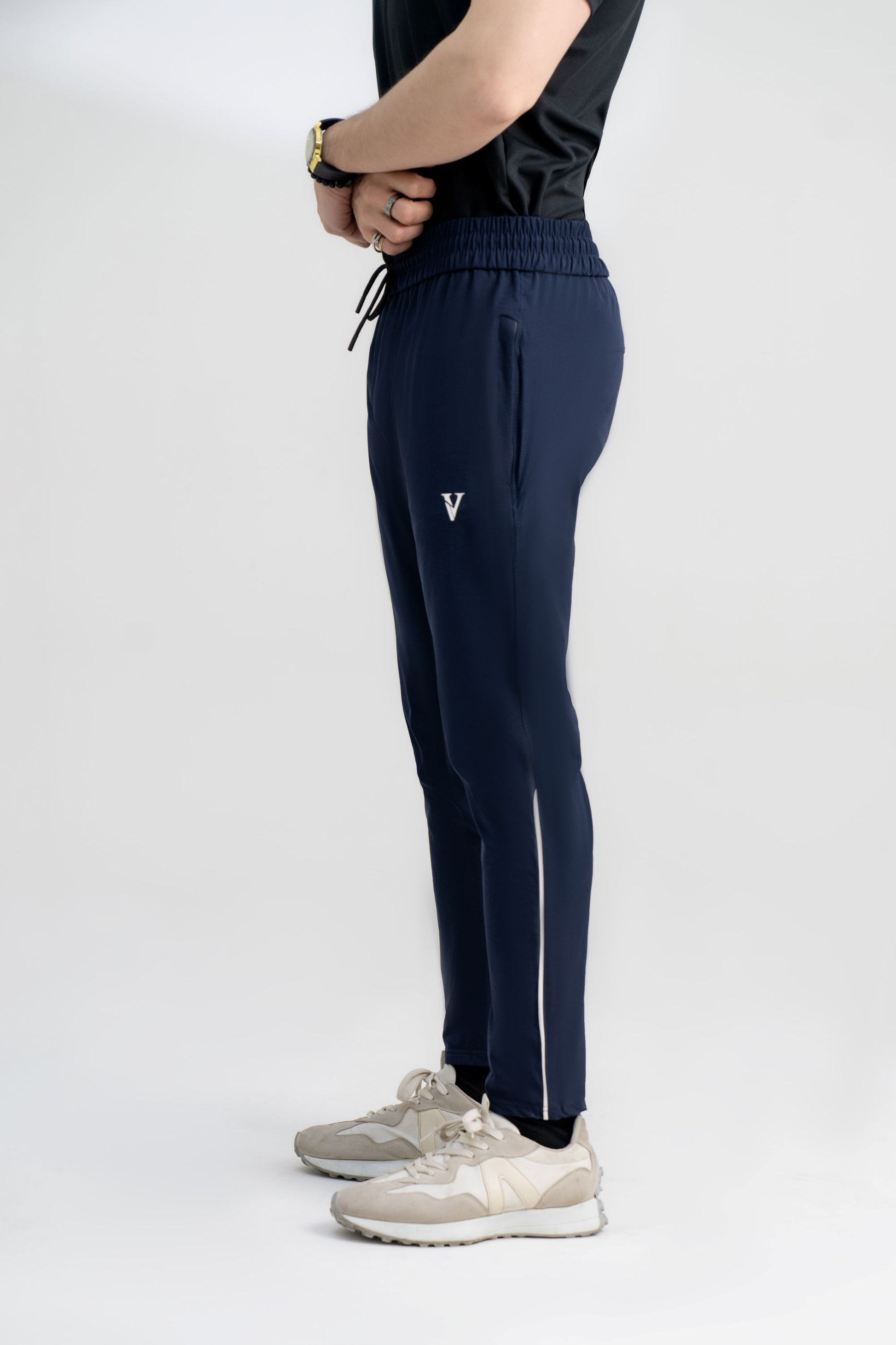 Mens navy stretch fit track pants