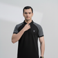 Black Polo Shirt with Grey Shoulder Panel