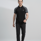 Black Polo Shirt with Grey Shoulder Panel
