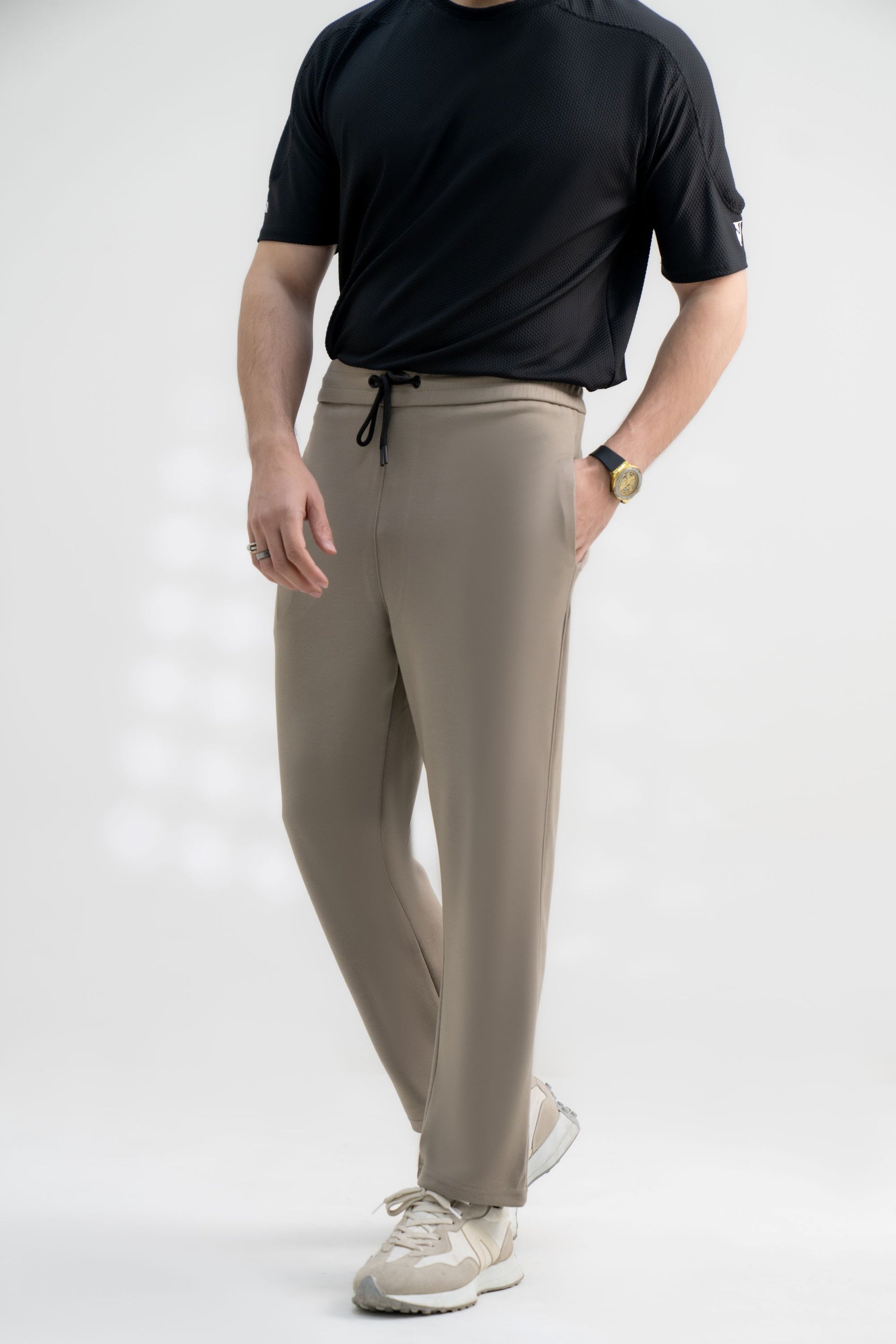 khaki stretch fit track pants
