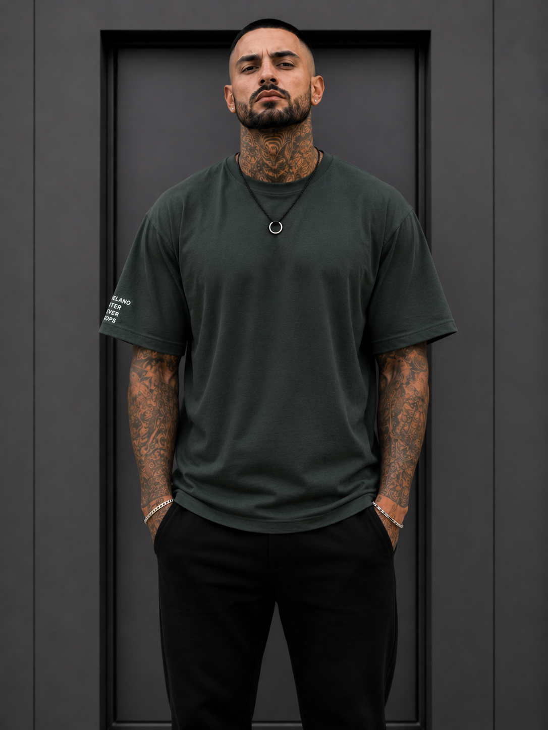 Velano Oversized Mens T-SHIRT Olive