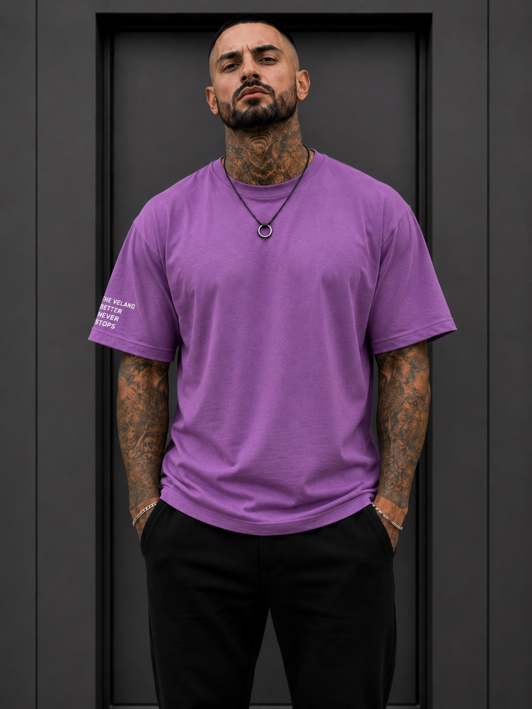 Velano Oversized Mens T-SHIRT Purple