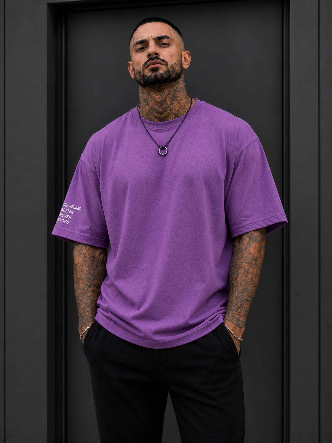 Velano Oversized Mens T-SHIRT Purple