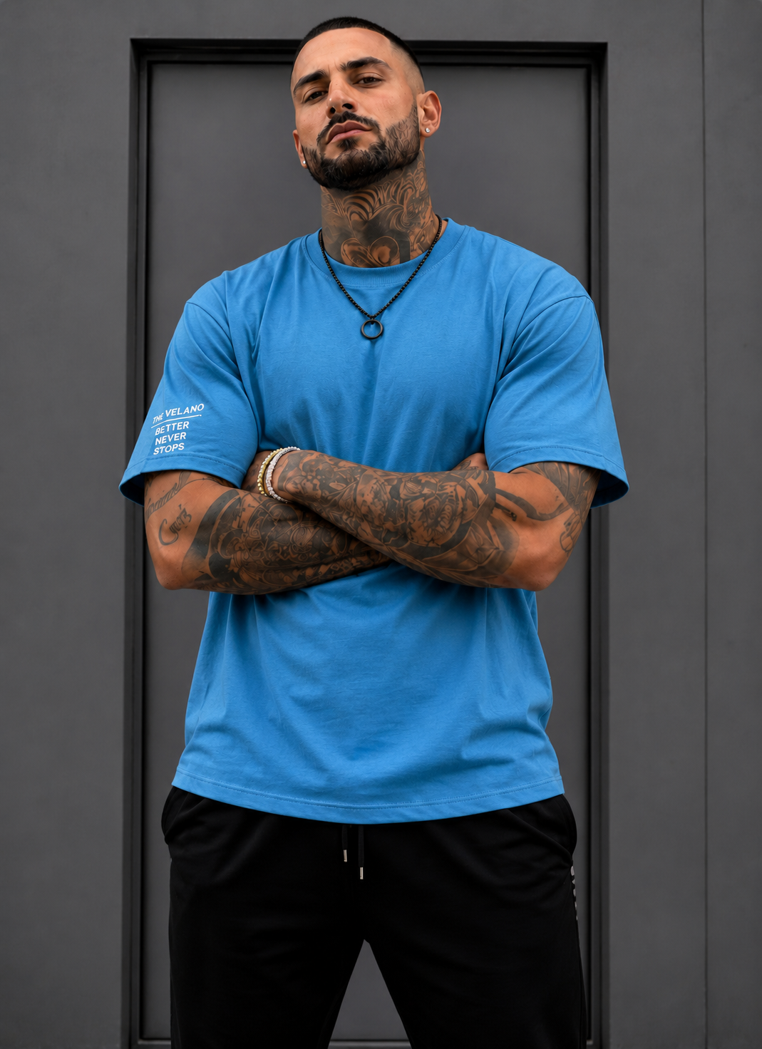 Velano Oversized Mens T-SHIRT Sky Blue