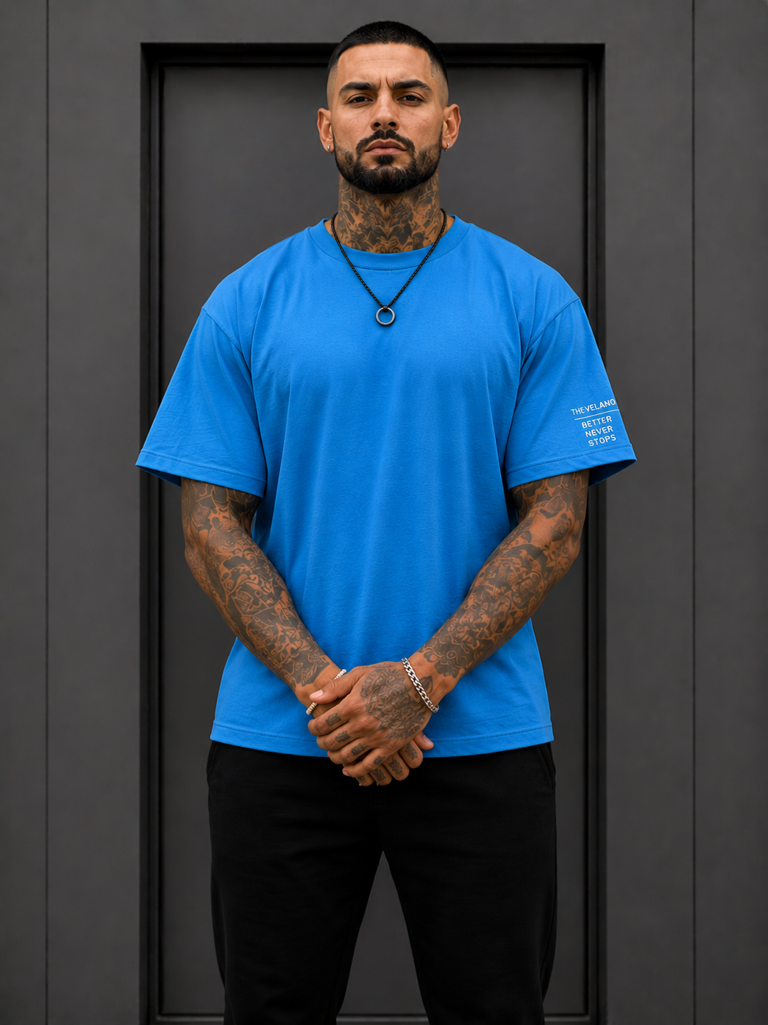 Velano Oversized Mens T-SHIRT Sky Blue